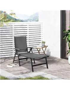 Outsunny Outdoor Folding Sun Lounger, 5-Position Adjustable Chaise Lounge Chair with Aluminium Frame for Patio, Pool and Garden, 2
