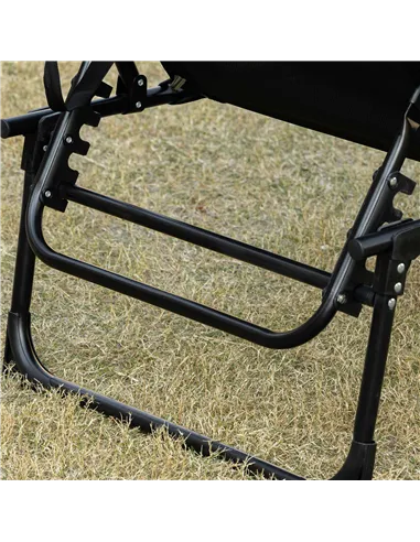 Outsunny Portable Sun Lounger, Folding Camping Bed Cot, Reclining Lounge Chair 5-position Adjustable Backrest with Side Pocket, 