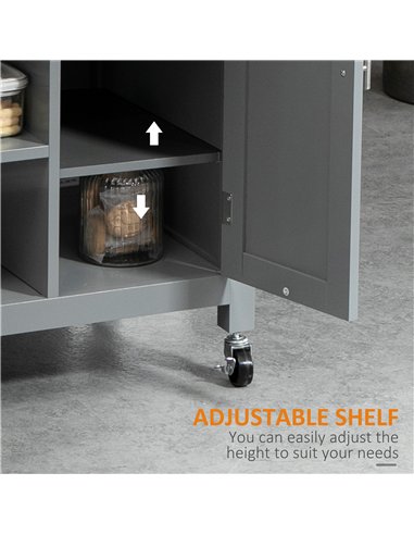 HOMCOM Compact Kitchen Trolley Utility Cart on Wheels with Open Shelf & Storage Drawer for Dining Room, Kitchen, Grey