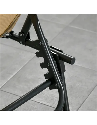 Outsunny Portable Sun Lounger, Folding Camping Bed Cot, Reclining Lounge Chair 5-position Adjustable Backrest with Side Pocket, 