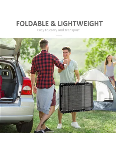 Outsunny Portable Sun Lounger, Folding Camping Bed Cot, Reclining Lounge Chair 5-position Adjustable Backrest with Side Pocket, 