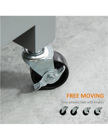 HOMCOM Compact Kitchen Trolley Utility Cart on Wheels with Open Shelf & Storage Drawer for Dining Room, Kitchen, Grey