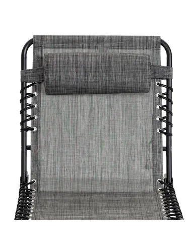 Outsunny Portable Sun Lounger, Folding Camping Bed Cot, Reclining Lounge Chair 5-position Adjustable Backrest with Side Pocket, 