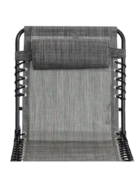 Outsunny Portable Sun Lounger, Folding Camping Bed Cot, Reclining Lounge Chair 5-position Adjustable Backrest with Side Pocket, 