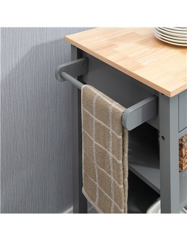 HOMCOM Compact Kitchen Trolley Utility Cart on Wheels with Open Shelf & Storage Drawer for Dining Room, Kitchen, Grey