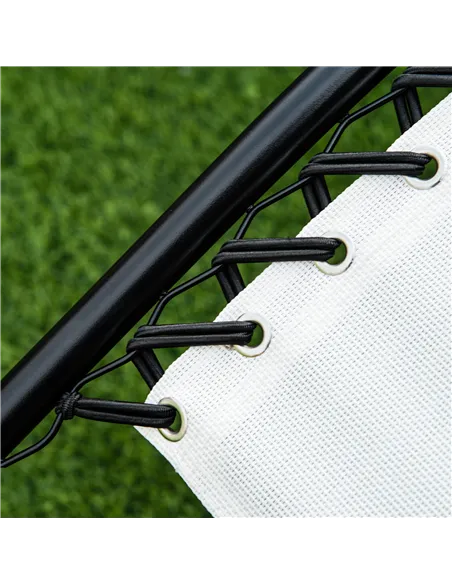 Outsunny Zero Gravity Garden Folding Patio Sun Lounger w/Cup Holder & Canopy Shade White