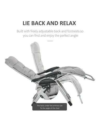 Outsunny 2pc Reclining Zero Gravity Sun Loungers ,Folding Chaise Lounge Chair with Cushions, Light Grey
