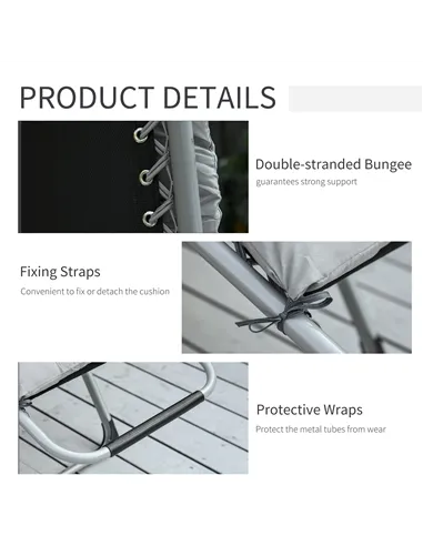 Outsunny 2pc Reclining Zero Gravity Sun Loungers ,Folding Chaise Lounge Chair with Cushions, Light Grey