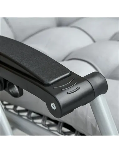 Outsunny 2pc Reclining Zero Gravity Sun Loungers ,Folding Chaise Lounge Chair with Cushions, Light Grey