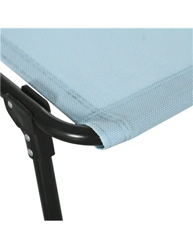 Outsunny Folding Sun Lounger Beach Chaise Chair Garden Cot Camping Recliner with 4 Position Adjustable, Baby Blue