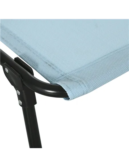 Outsunny Folding Sun Lounger Beach Chaise Chair Garden Cot Camping Recliner with 4 Position Adjustable, Baby Blue
