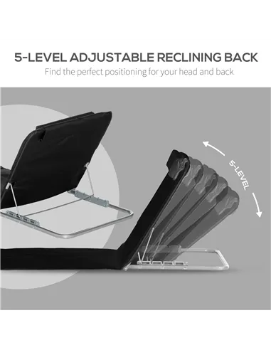 Outsunny Set of 2 Foldable Garden Beach Chair Mat Lightweight Outdoor Sun Lounger Seats Adjustable Back Metal Frame PE Fabric He