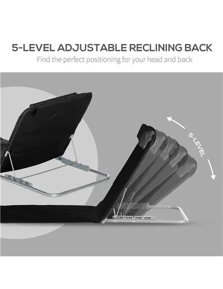 Outsunny Set of 2 Foldable Garden Beach Chair Mat Lightweight Outdoor Sun Lounger Seats Adjustable Back Metal Frame PE Fabric He