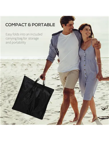 Outsunny Set of 2 Foldable Garden Beach Chair Mat Lightweight Outdoor Sun Lounger Seats Adjustable Back Metal Frame PE Fabric He