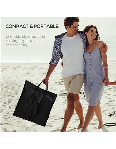 Outsunny Set of 2 Foldable Garden Beach Chair Mat Lightweight Outdoor Sun Lounger Seats Adjustable Back Metal Frame PE Fabric He