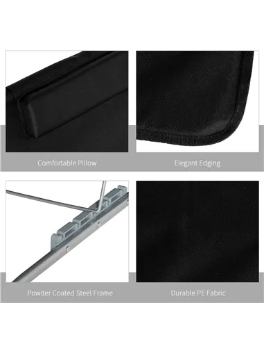 Outsunny Set of 2 Foldable Garden Beach Chair Mat Lightweight Outdoor Sun Lounger Seats Adjustable Back Metal Frame PE Fabric He