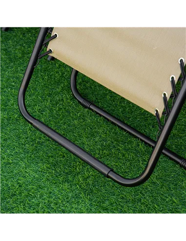 Outsunny Folding Zero Gravity Chairs, 3 Pieces Adjustable Sun Lounger and Table Set with Cup Holder and Headrest, Patio Bistro S