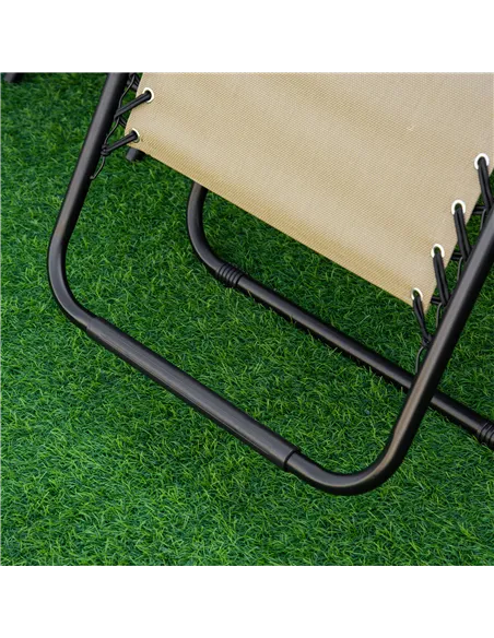 Outsunny Folding Zero Gravity Chairs, 3 Pieces Adjustable Sun Lounger and Table Set with Cup Holder and Headrest, Patio Bistro S