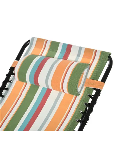 Outsunny Folding Sun Lounger Beach Chaise Chair Garden Reclining Cot Camping Recliner with 4 Position Adjustable Multicolored