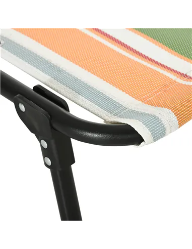 Outsunny Folding Sun Lounger Beach Chaise Chair Garden Reclining Cot Camping Recliner with 4 Position Adjustable Multicolored