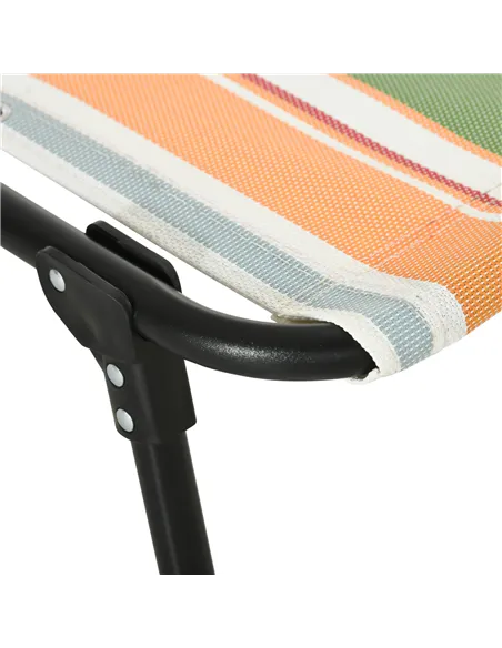 Outsunny Folding Sun Lounger Beach Chaise Chair Garden Reclining Cot Camping Recliner with 4 Position Adjustable Multicolored