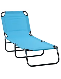 Outsunny Garden Sun Lounger, with Five-Position Back - Light Blue