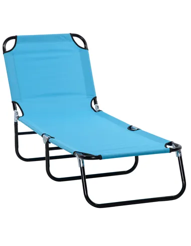 Outsunny Garden Sun Lounger, with Five-Position Back - Light Blue