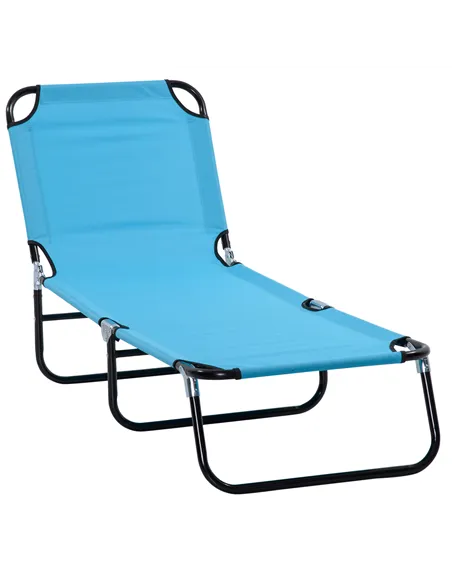 Outsunny Garden Sun Lounger, with Five-Position Back - Light Blue