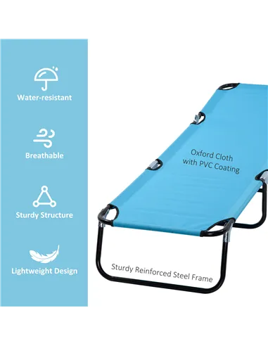 Outsunny Garden Sun Lounger, with Five-Position Back - Light Blue
