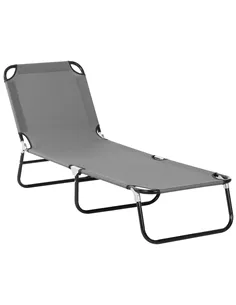 Outsunny Foldable Sun Lounger with 5-Position Adjustable Backrest, Outdoor Portable Recliner Chaise Lounge Chair with Breathable