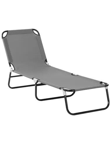 Outsunny Foldable Sun Lounger with 5-Position Adjustable Backrest, Outdoor Portable Recliner Chaise Lounge Chair with Breathable
