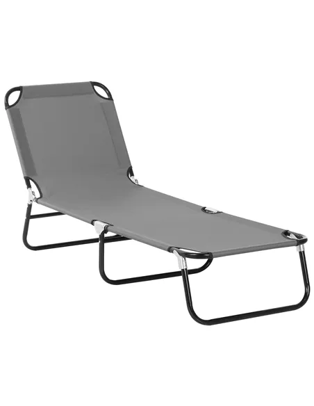 Outsunny Foldable Sun Lounger with 5-Position Adjustable Backrest, Outdoor Portable Recliner Chaise Lounge Chair with Breathable