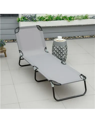 Outsunny Foldable Sun Lounger with 5-Position Adjustable Backrest, Outdoor Portable Recliner Chaise Lounge Chair with Breathable