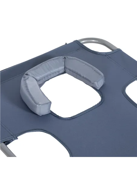 Outsunny Foldable Sun Lounger, Beach Chaise Lounge with Reading Hole, Arm Slots, 5-Position Adjustable Backrest, Side Pocket, Pi