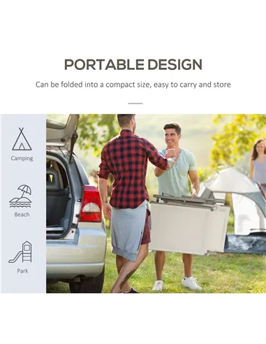 Outsunny Sun Lounger Steel Frame Outdoor Folding Chaise Texteline Lounge Chair Recliner with Headrest & 7 Levels Adjustable Back