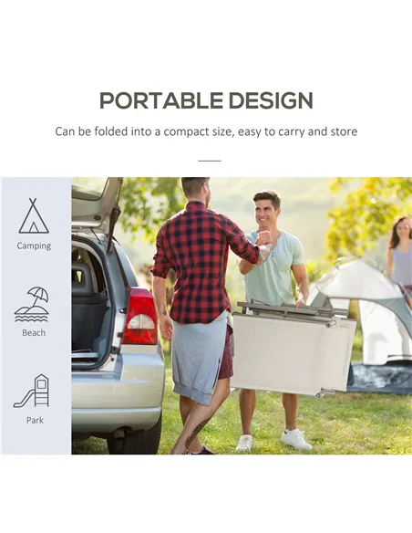 Outsunny Sun Lounger Steel Frame Outdoor Folding Chaise Texteline Lounge Chair Recliner with Headrest & 7 Levels Adjustable Back