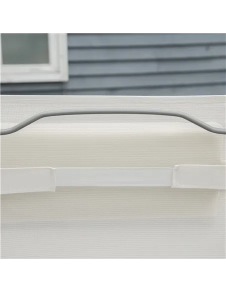 Outsunny Sun Lounger Steel Frame Outdoor Folding Chaise Texteline Lounge Chair Recliner with Headrest & 7 Levels Adjustable Back