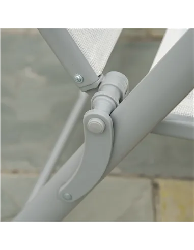 Outsunny Sun Lounger Steel Frame Outdoor Folding Chaise Texteline Lounge Chair Recliner with Headrest & 7 Levels Adjustable Back