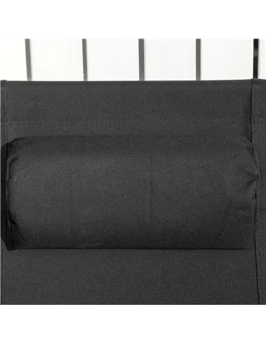 Outsunny Garden Recliner Chairs Set of 2, Outdoor Foldable Zero Gravity Chairs Set w/ Footstool and Detachable Headrest, Black