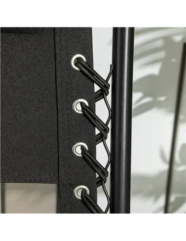 Outsunny Garden Recliner Chairs Set of 2, Outdoor Foldable Zero Gravity Chairs Set w/ Footstool and Detachable Headrest, Black