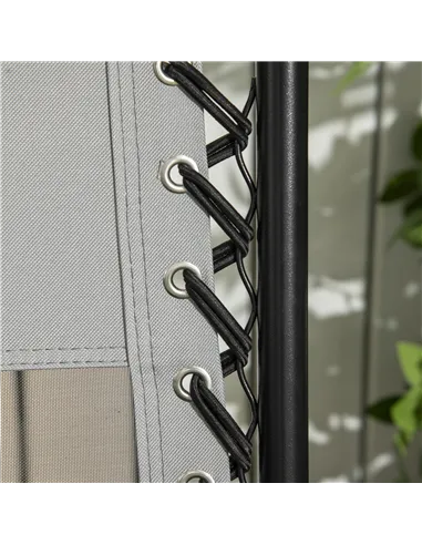 Outsunny Garden Recliner Chairs Set of 2, Outdoor Foldable Zero Gravity Chairs Set w/ Footstool and Detachable Headrest, Grey