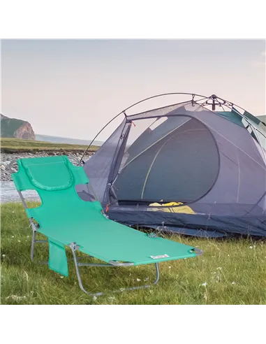 Outsunny Foldable Sun Lounger with Reading Hole - Green