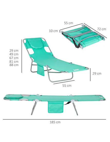Outsunny Foldable Sun Lounger with Reading Hole - Green