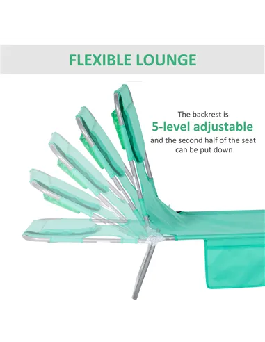Outsunny Foldable Sun Lounger with Reading Hole - Green