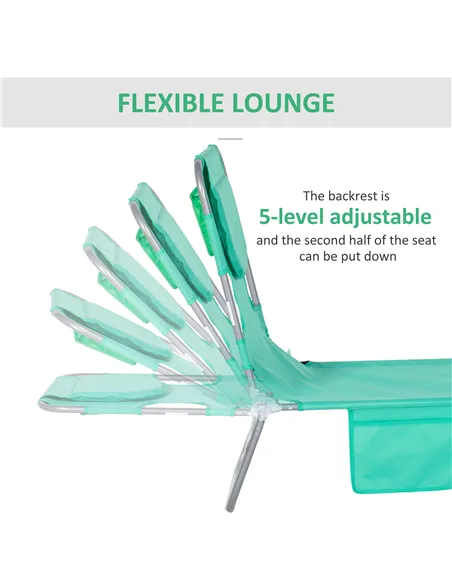 Outsunny Foldable Sun Lounger with Reading Hole - Green