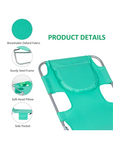 Outsunny Foldable Sun Lounger with Reading Hole - Green