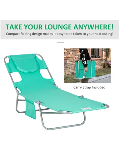 Outsunny Foldable Sun Lounger with Reading Hole - Green