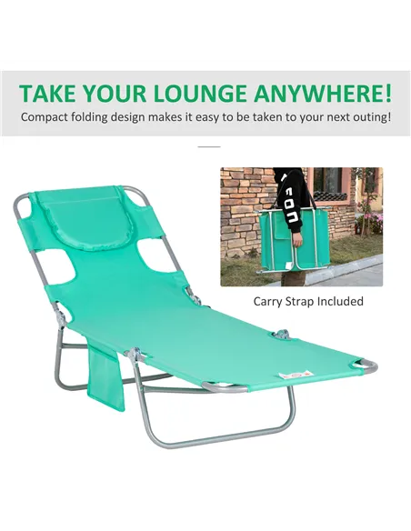 Outsunny Foldable Sun Lounger with Reading Hole - Green