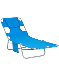 Outsunny Foldable Sun Lounger with Reading Hole - Blue