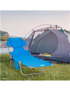 Outsunny Foldable Sun Lounger with Reading Hole - Blue 2